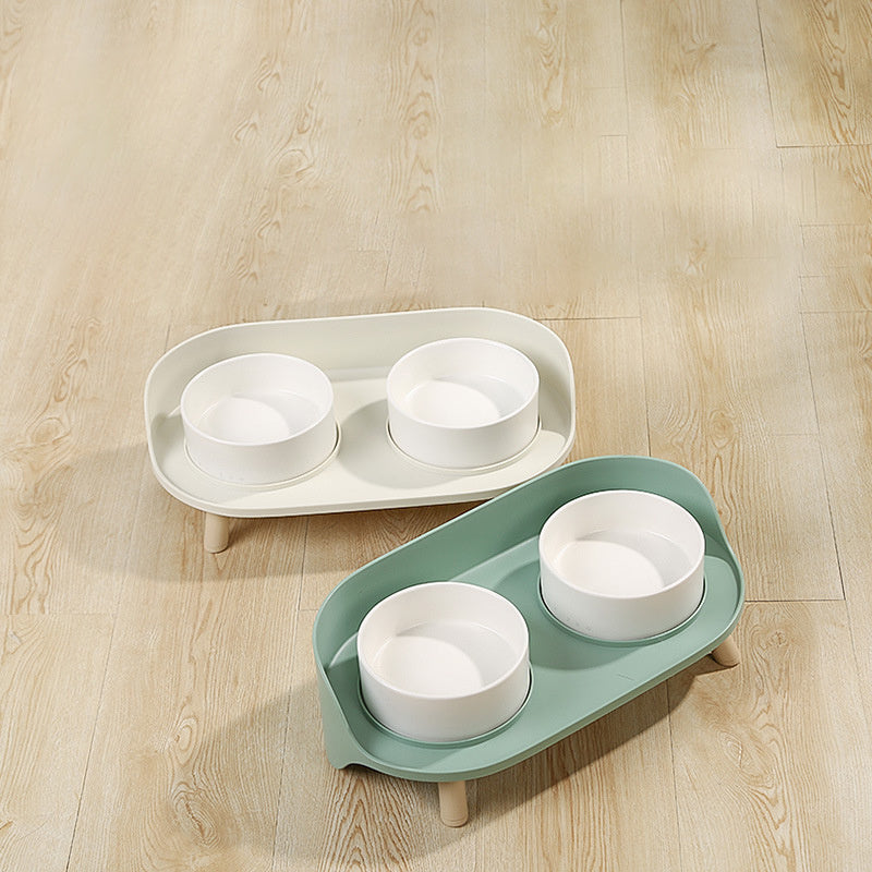 Pet Bowl Tilted Cat Double Bowls Protect